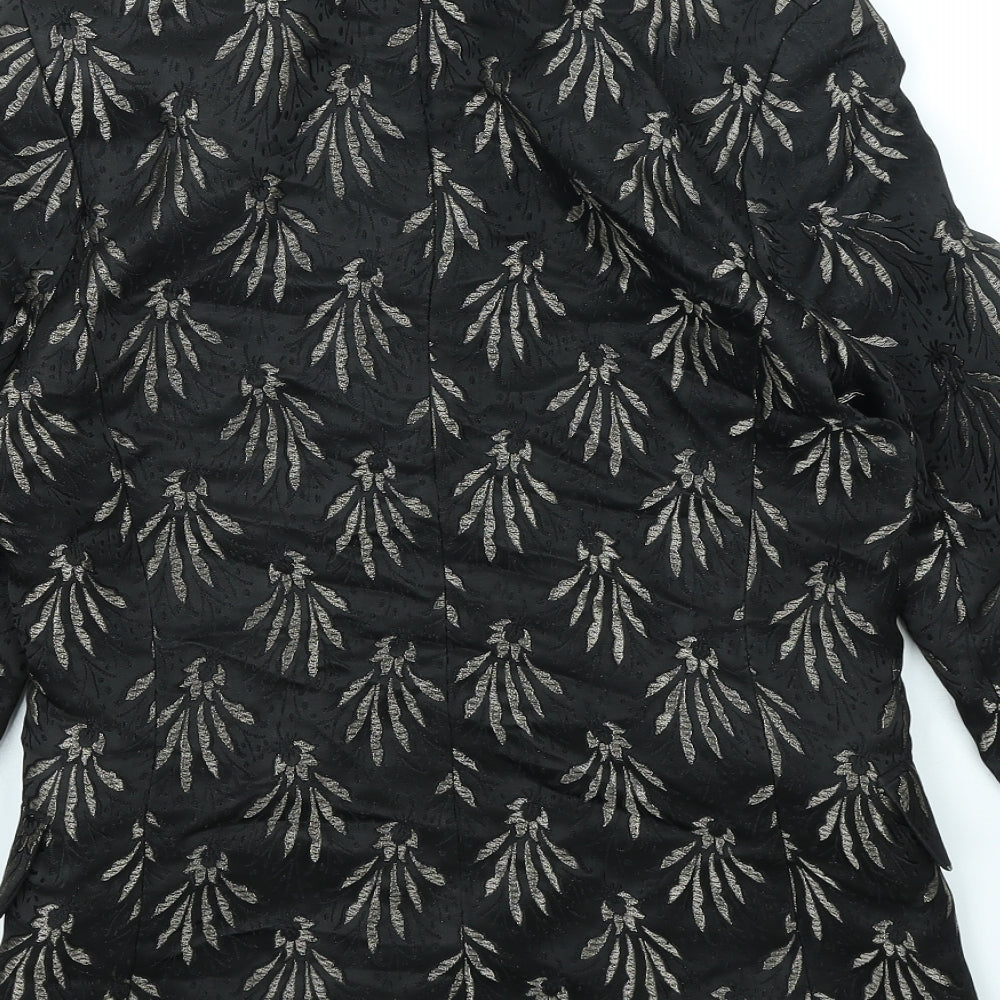H&M Womens Black Geometric Polyester Jacket Blazer Size 4