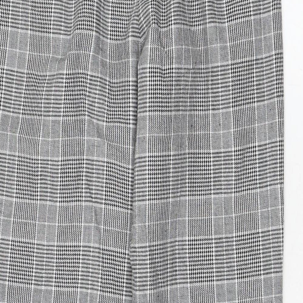 NUDE Womens Grey Check Cotton Carrot Trousers Size M L26 in Regular Zip