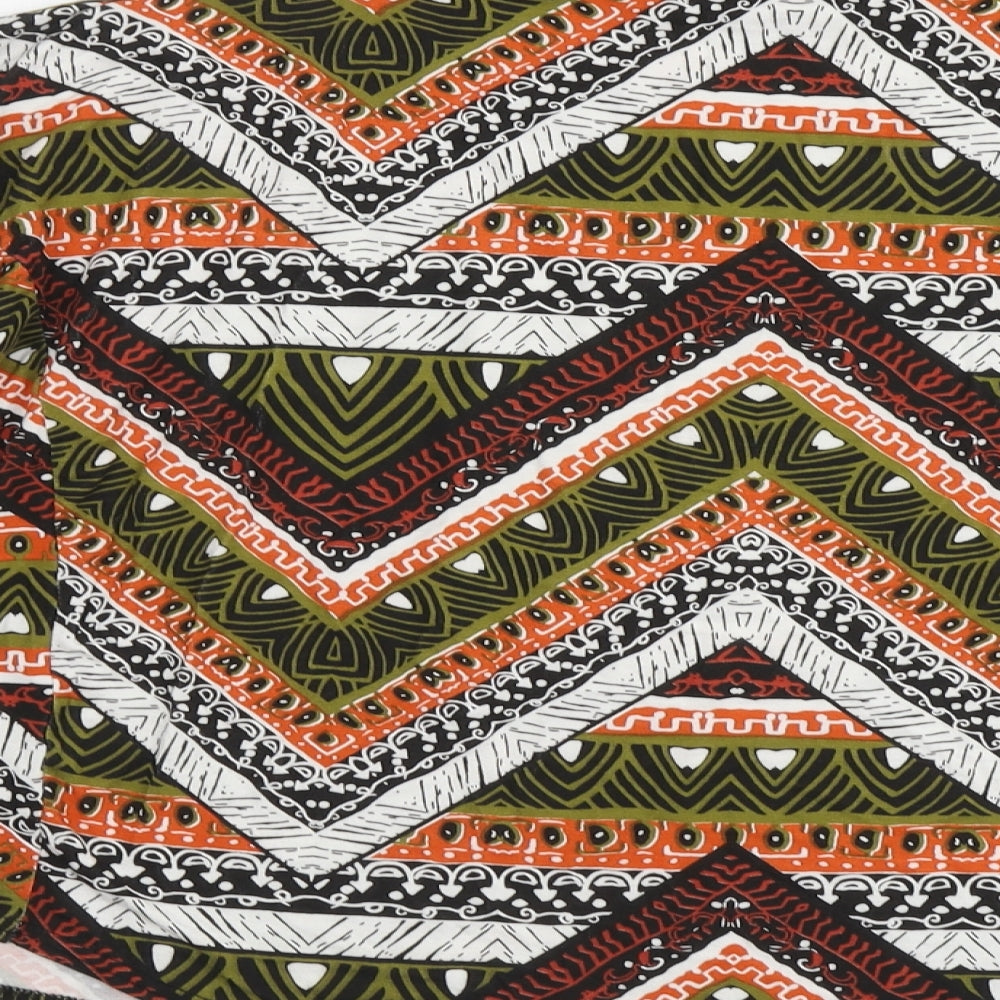 Boohoo Womens Multicoloured Geometric Viscose Basic Blouse Size 10 Round Neck