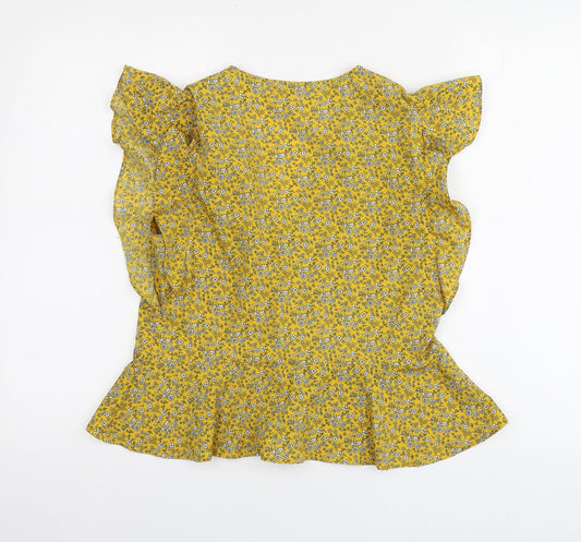 Womens UK Size S New Look Yellow Basic Blouse