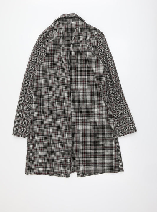 Primark Womens Beige Geometric Overcoat Coat Size 8 Button