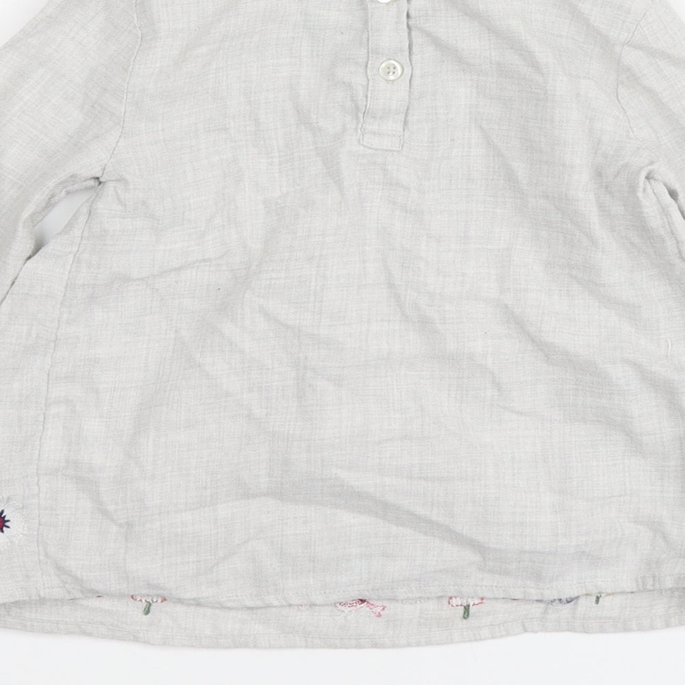 F&F Girls Grey Cotton Basic Size 3-4 Years Round Neck - Flowers