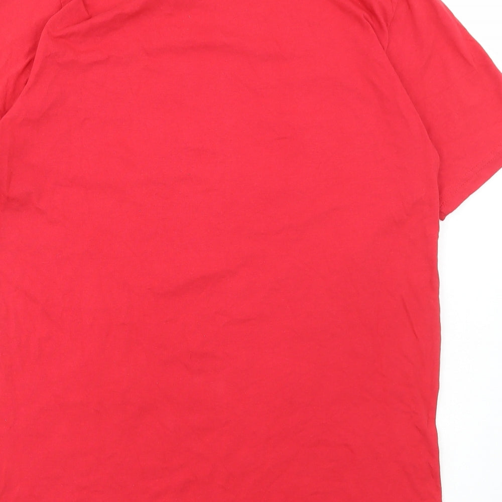Preworn Mens Red Cotton T-Shirt Size M Round Neck - Most wonderful time for a beer Christmas