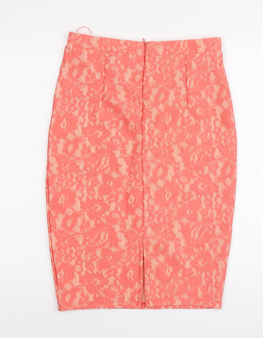 TU Womens Pink Geometric Polyester Straight & Pencil Skirt Size 8 Zip