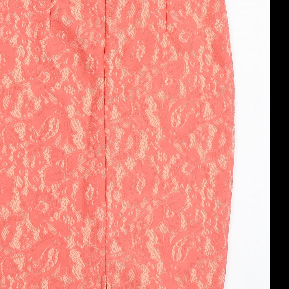 TU Womens Pink Geometric Polyester Straight & Pencil Skirt Size 8 Zip