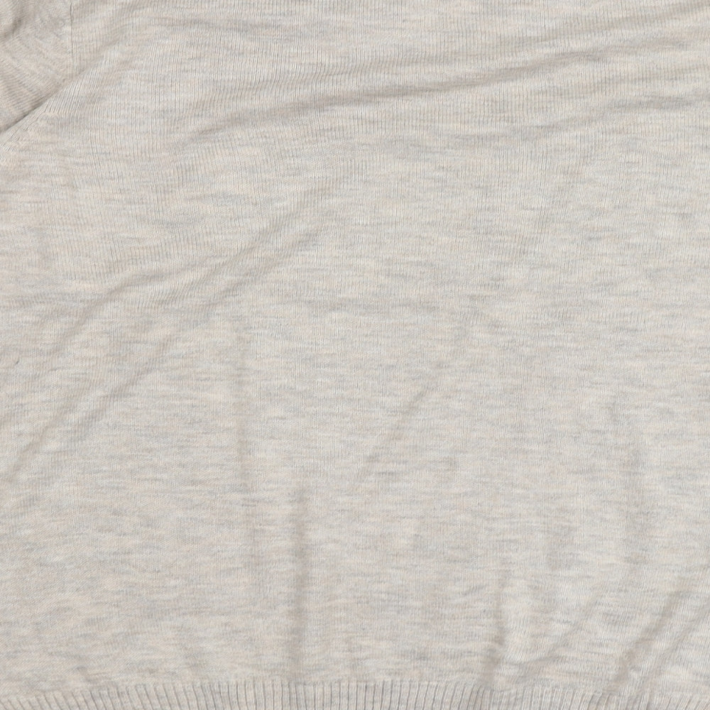 Cotton Traders Womens Beige V-Neck Acrylic Pullover Jumper Size L