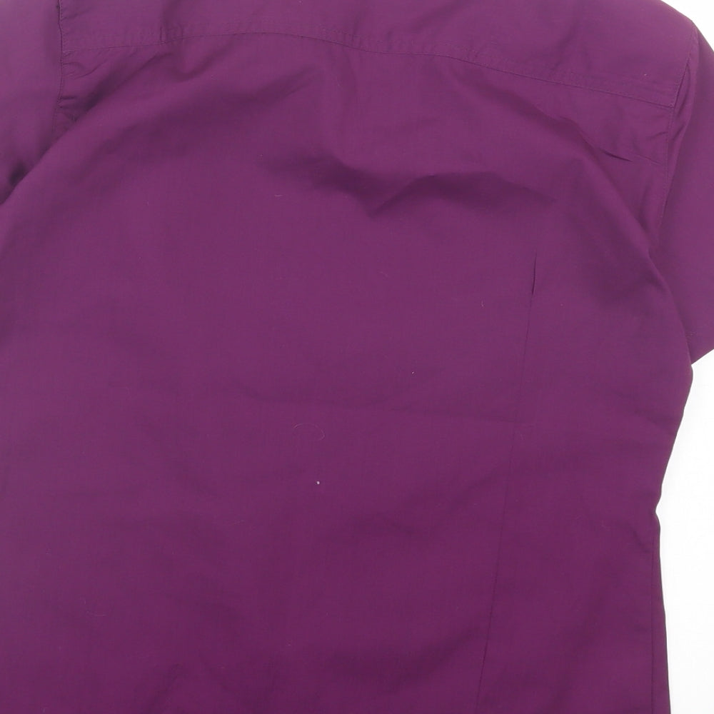 Womens UK Size 10 Simon Jersey Purple Basic Button-Up