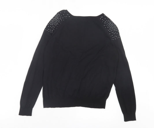 Womens UK Size M Mango Black Pullover Jumper
