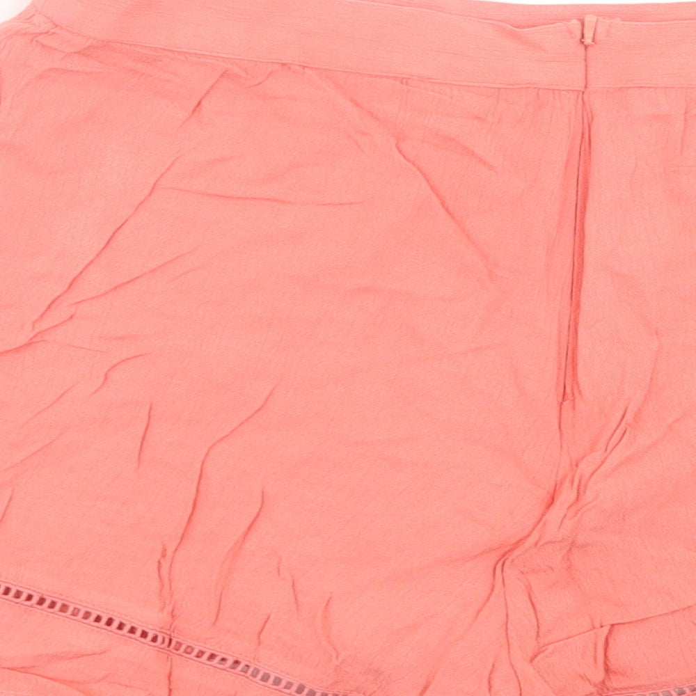 Miss Selfridge Womens Pink Viscose Boyfriend Shorts Size 12 Regular Zip