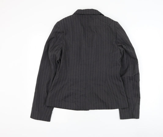 George Womens Grey Striped Jacket Blazer Size 12 Button