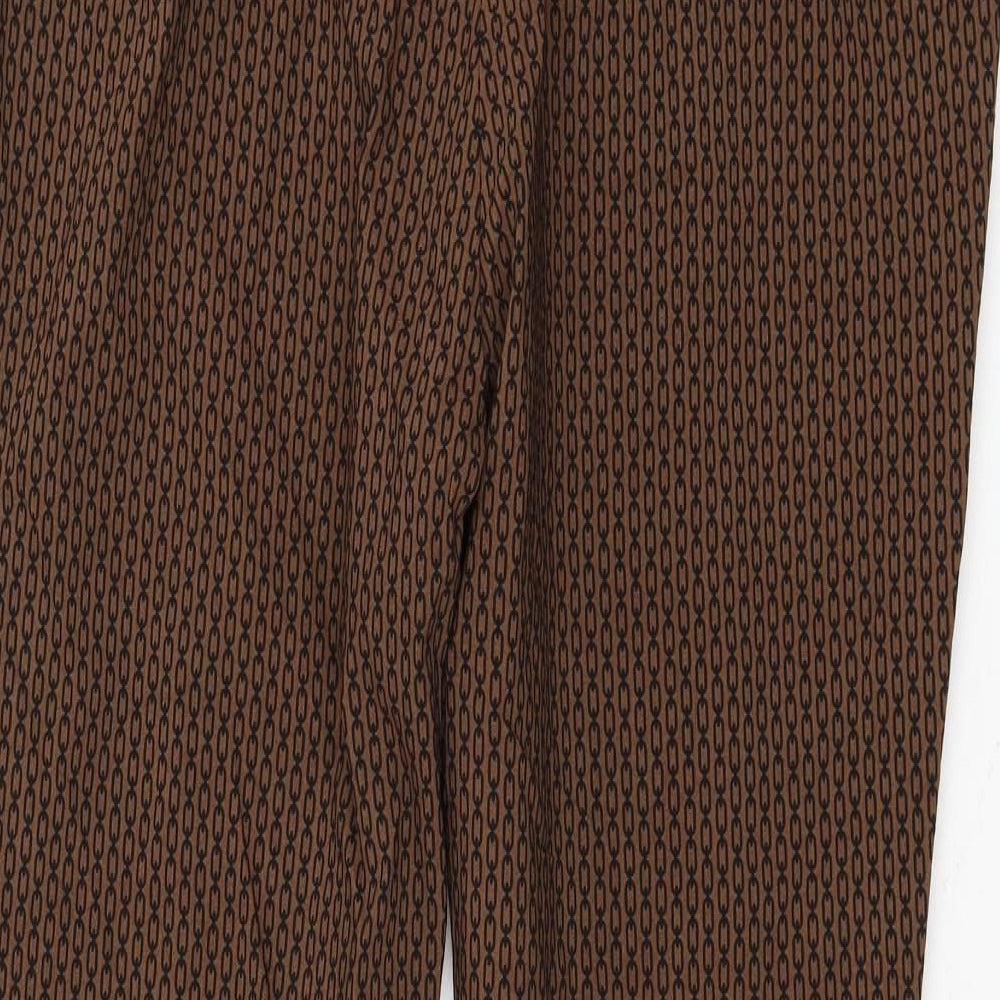F&F Womens Brown Geometric Viscose Carrot Trousers Size 20 L26 in Regular Zip