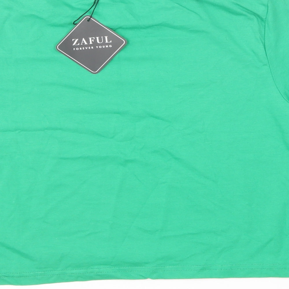 Womens UK Size S Zaful Green Cropped T-Shirt