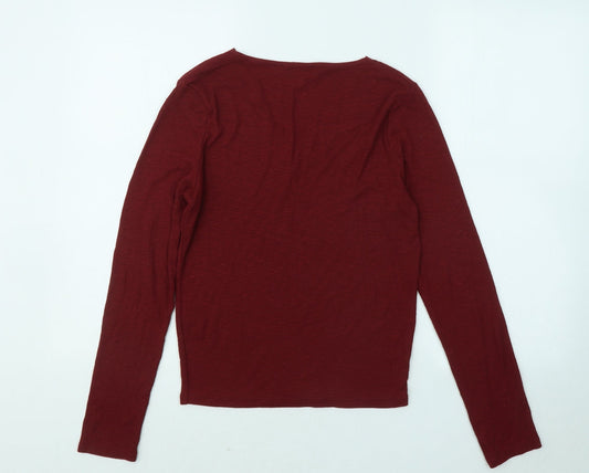 Primark Womens Red V-Neck Polyimide Pullover Jumper Size 10