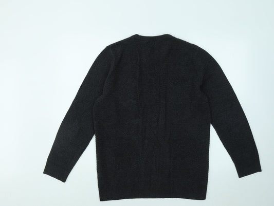 Easy Mens Grey Round Neck Cotton Pullover Jumper Size L