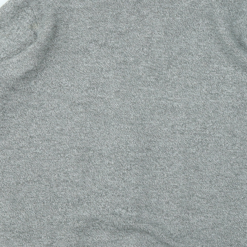 Classic Womens Grey V-Neck Acrylic Cardigan Jumper Size S