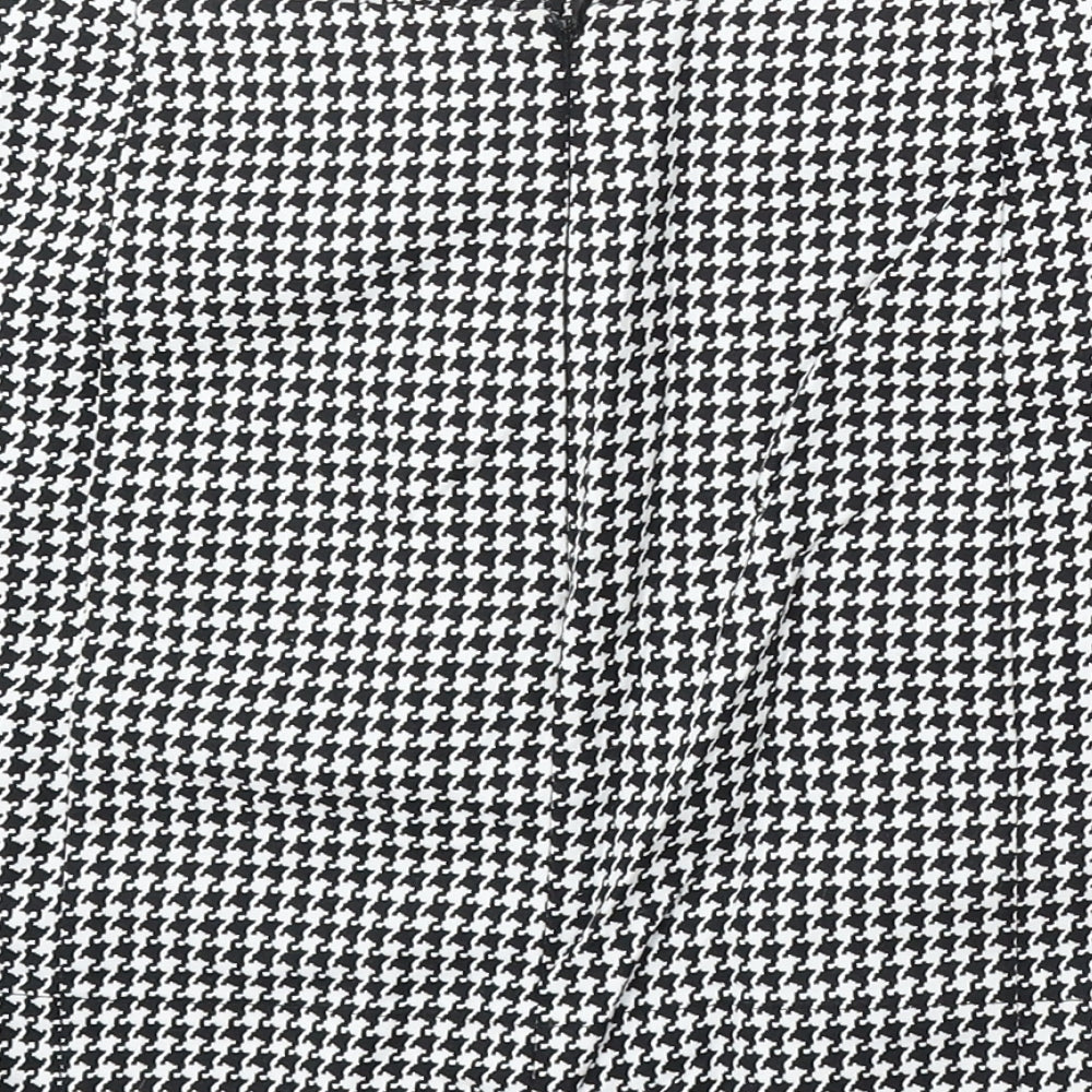 New Look Womens White Geometric Cotton A-Line Skirt Size 14 Zip