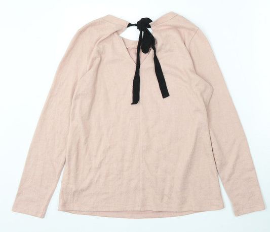 Primark Womens Pink V-Neck Polyester Pullover Jumper Size 10