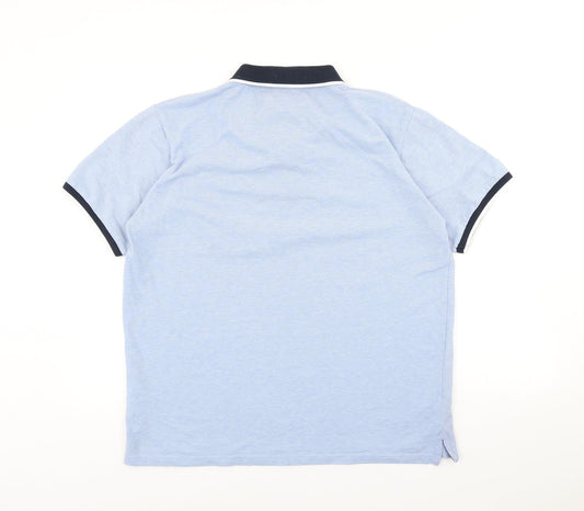 Fluid Mens Blue Polyester Polo Size XL Collared Button