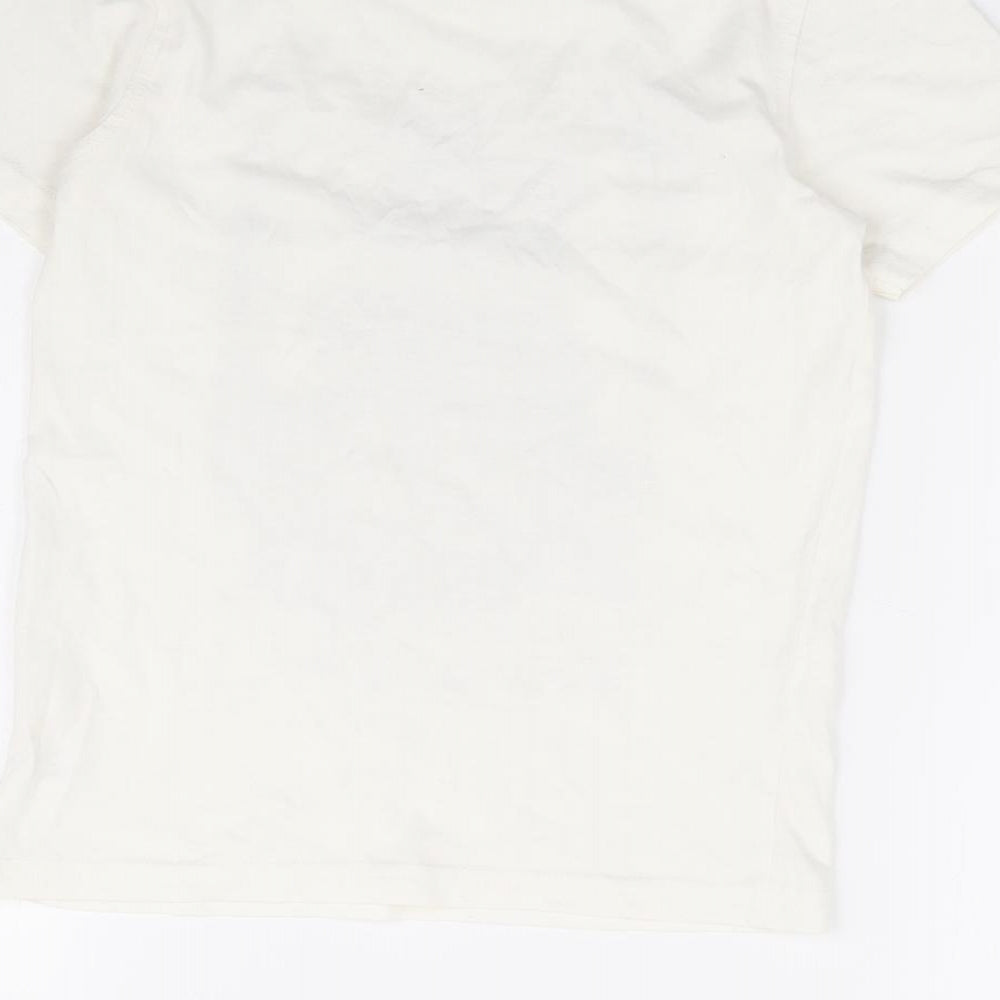 George Boys Ivory 100% Cotton Basic T-Shirt Size 7-8 Years Crew Neck Pullover - Dog