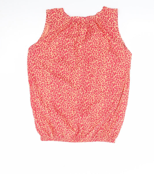 Primark Womens Orange Animal Print 100% Cotton Jersey Tank Size 10 Scoop Neck - Leopard Print