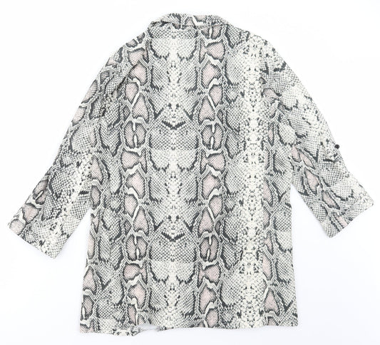 New Look Womens Beige Animal Print Jacket Blazer Size 10