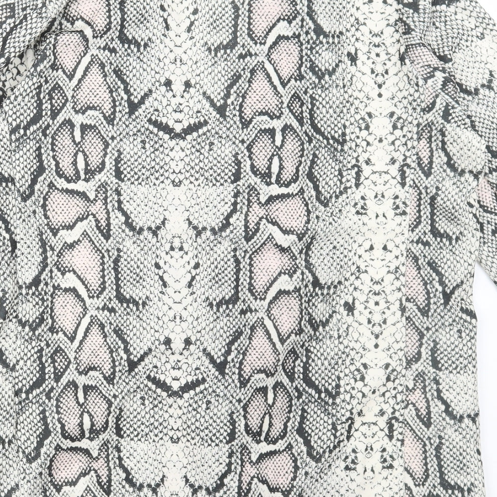 New Look Womens Beige Animal Print Jacket Blazer Size 10