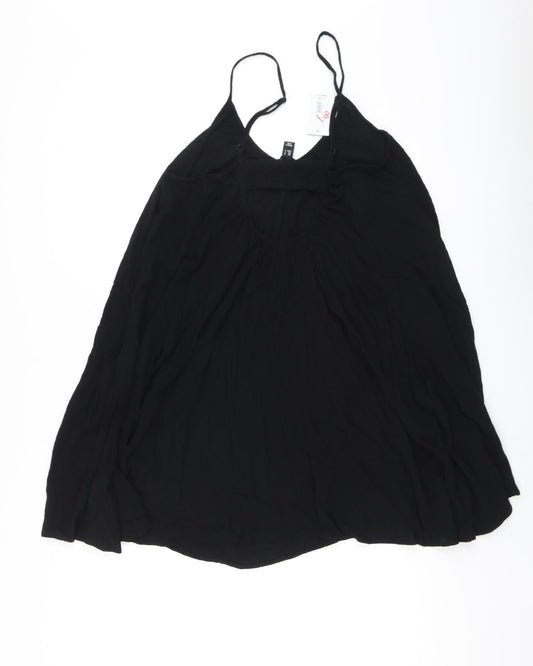 New Look Womens Black Viscose Skater Dress Size S Round Neck - Beachwear