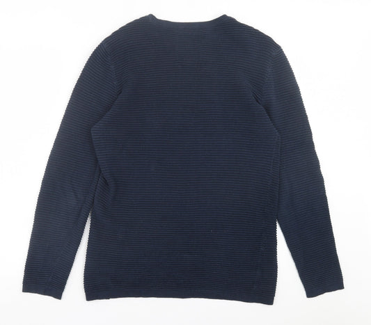 Threadbare Mens Blue Crew Neck Cotton Pullover Jumper Size S