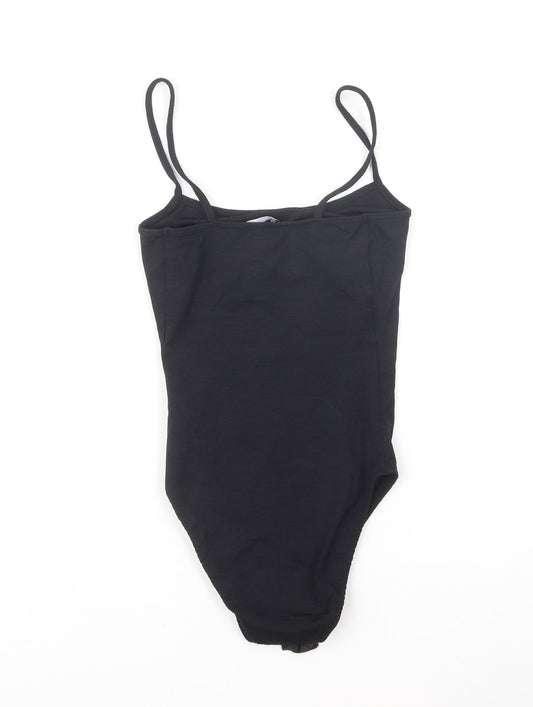 New Look Womens Black Polyamide Bodysuit One-Piece Size 6 Snap