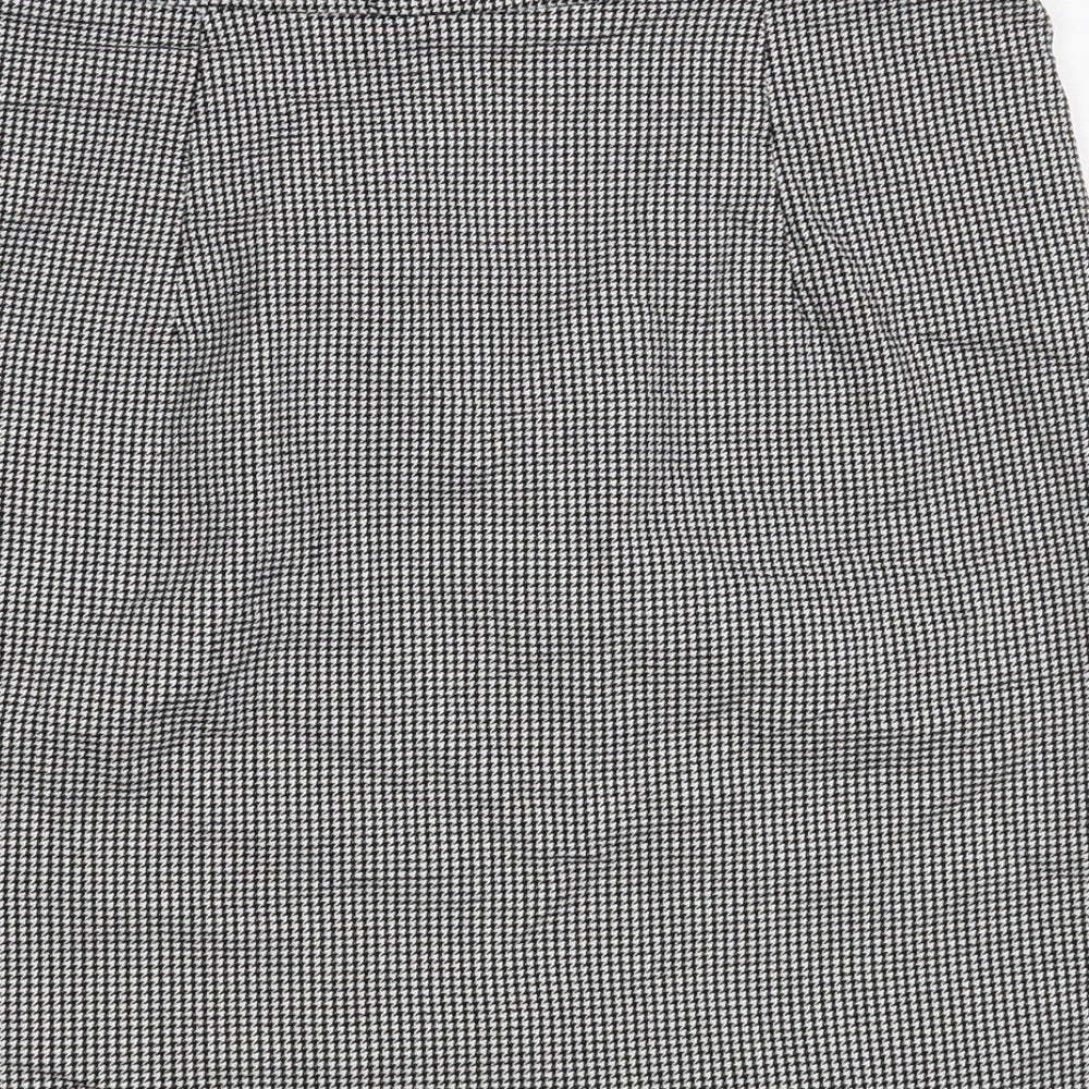 New Look Womens Black Geometric Viscose Mini Skirt Size 10 Zip