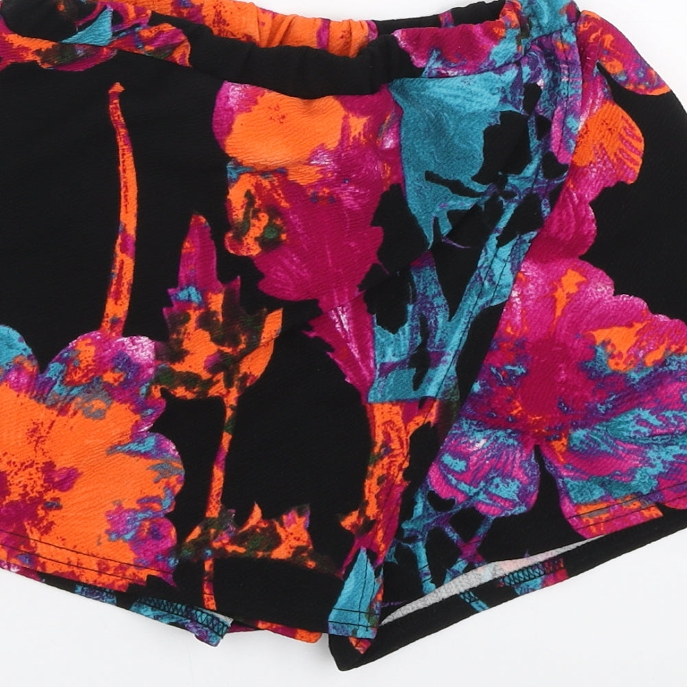 Quiz Womens Black Floral Polyester Chino Shorts Size 6 L12 in Regular