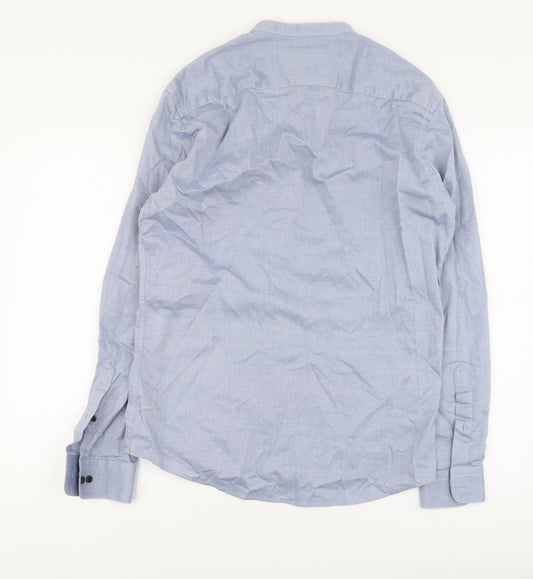 Mens UK Size 15 Remus Uomo Jeans Blue Button-Up Long Sleeve Casual Shirt
