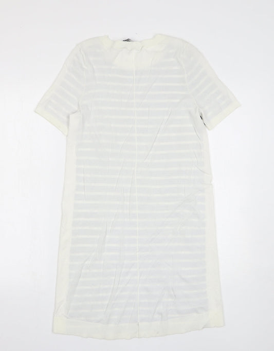 French Connection Womens Blue Striped Acrylic Jumper Dress Size S Round Neck