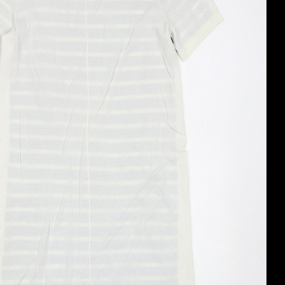 French Connection Womens Blue Striped Acrylic Jumper Dress Size S Round Neck