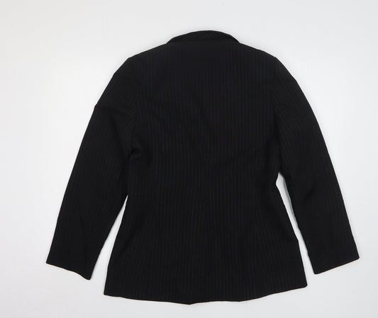 Atmosphere Womens Black Striped Polyester Jacket Suit Jacket Size 12