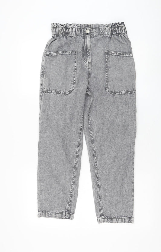 Dunnes Womens Grey Cotton Straight Jeans Size 26 in L23 in Regular Zip