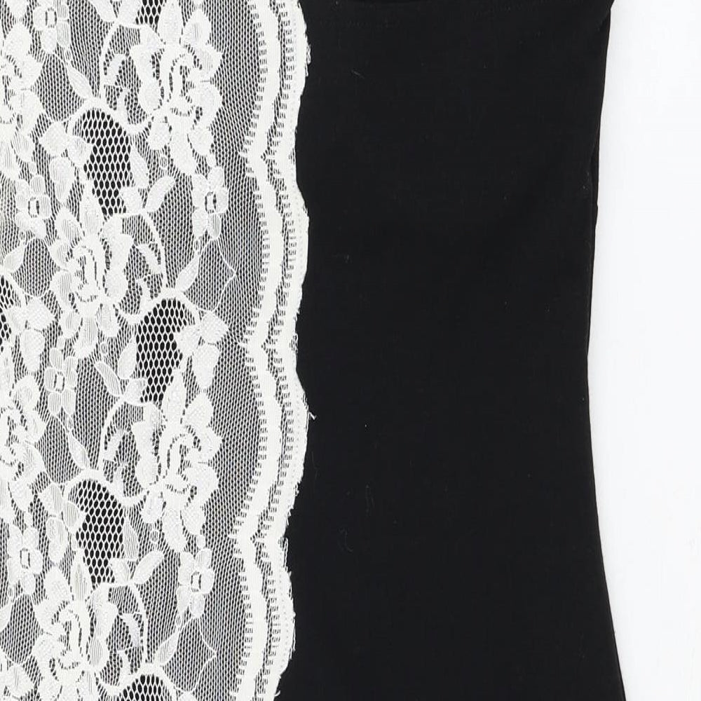 Goddova Womens Black Polyester Pencil Dress Size M One Shoulder Zip - Lace Detailing