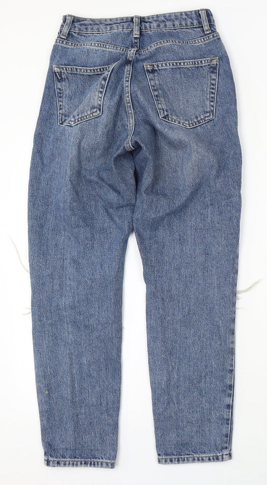 Topshop Womens Blue Cotton Mom Jeans Size 25 L30 in Regular Button