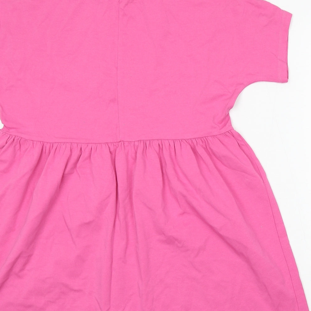 Noisy may Womens Pink Cotton Skater Dress Size 2XS Round Neck