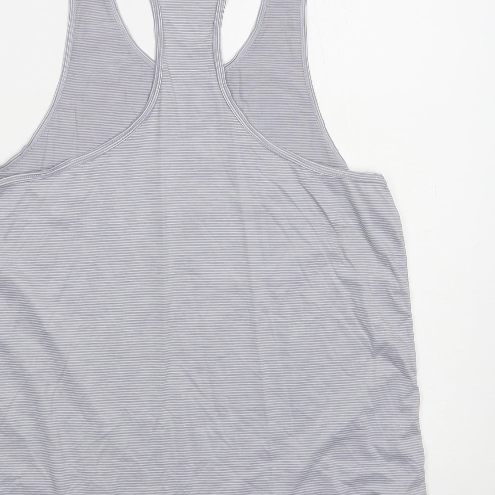 USA Pro Womens Grey Striped Nylon Pullover Tank Size 8 Scoop Neck Pullover