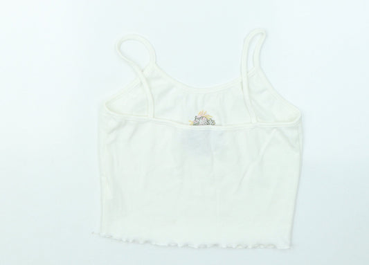 SheIn Womens White Cotton Basic Tank Size M Round Neck - Dragon