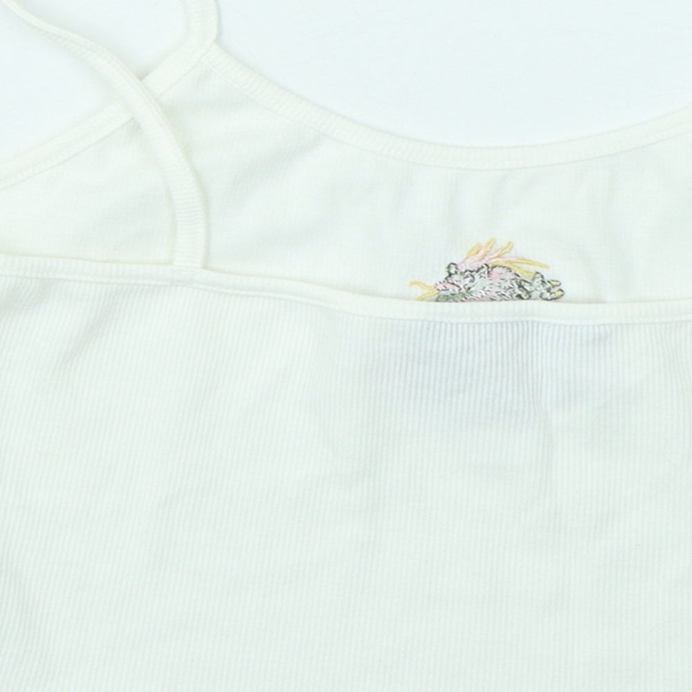 SheIn Womens White Cotton Basic Tank Size M Round Neck - Dragon