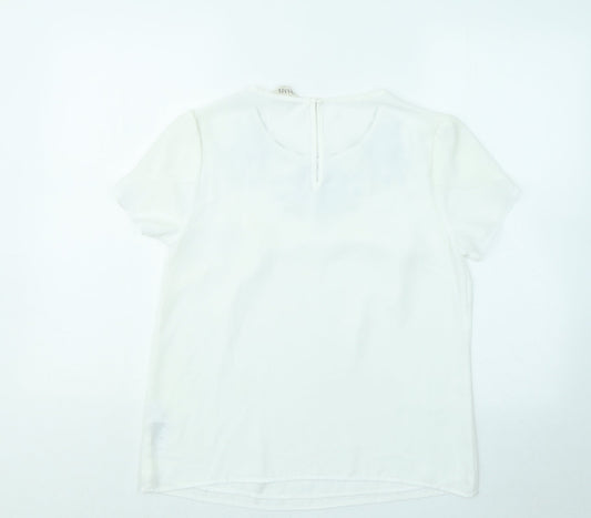 Womens UK Size 10 Oasis White Basic T-Shirt