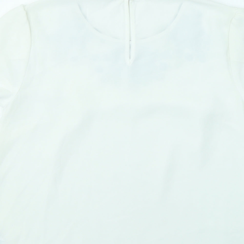 Womens UK Size 10 Oasis White Basic T-Shirt