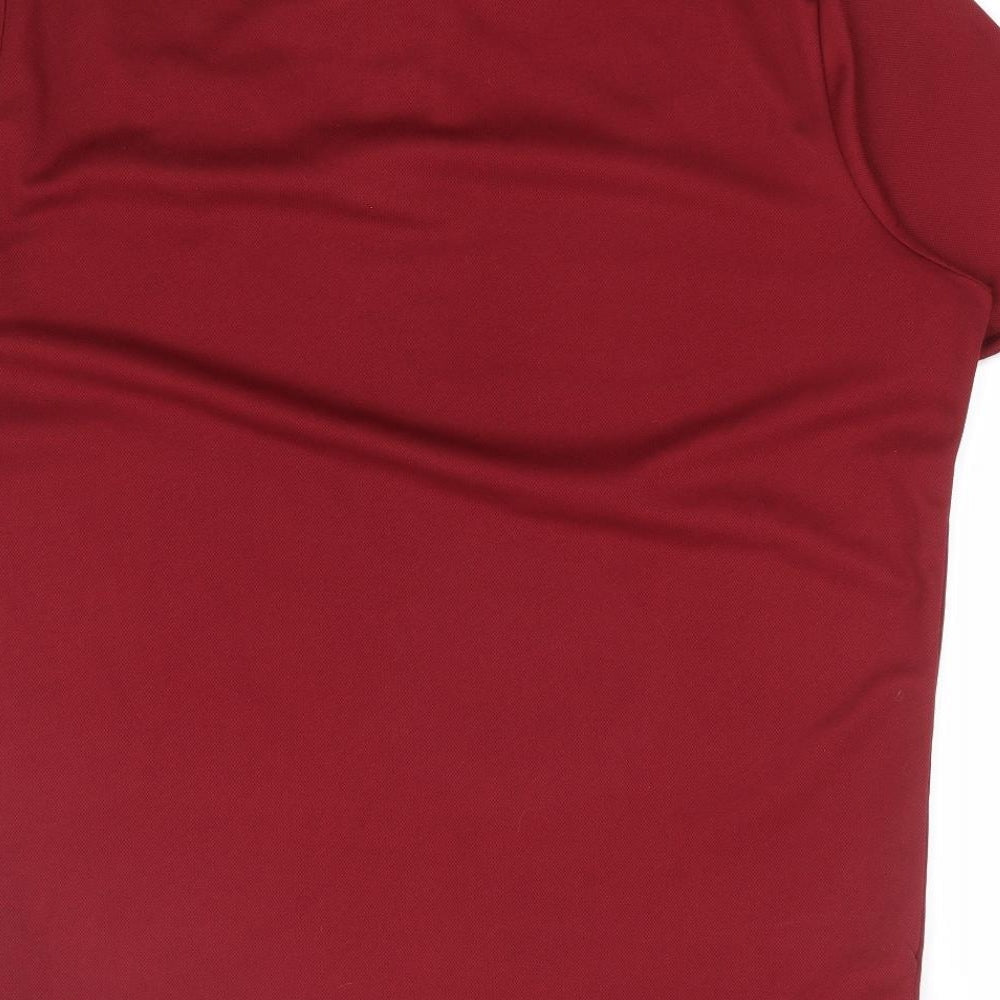 Macron Mens Red Polyester Polo Size L Collared Pullover - Greenisland Football Club