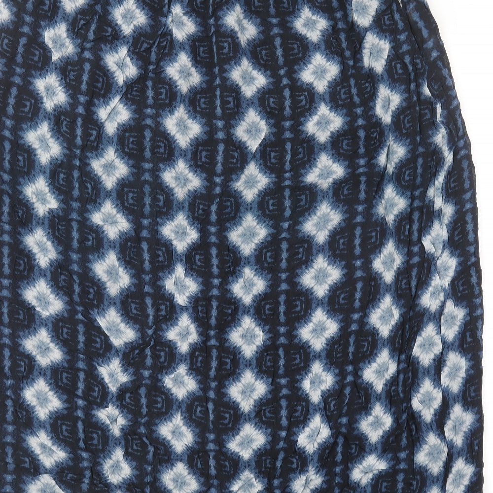 NEXT Womens Blue Geometric Polyester A-Line Skirt Size 14 Zip