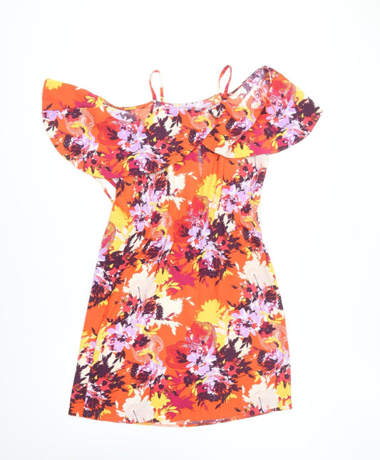 George Womens Multicoloured Floral Polyester Shift Size 8 Square Neck Pullover