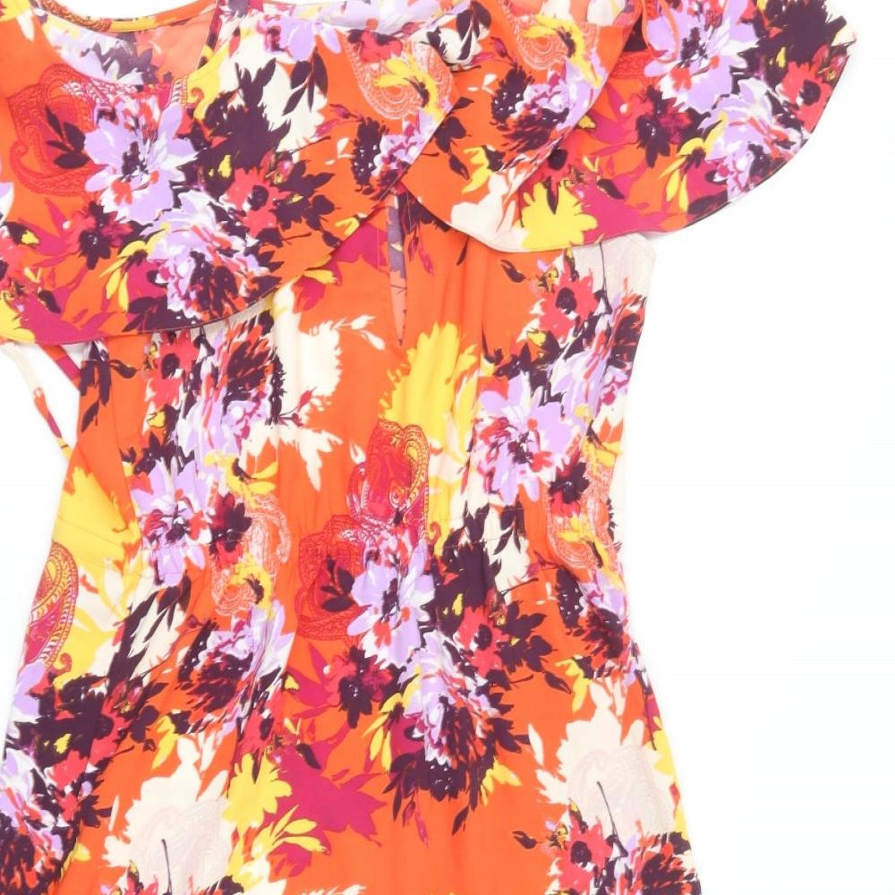 George Womens Multicoloured Floral Polyester Shift Size 8 Square Neck Pullover