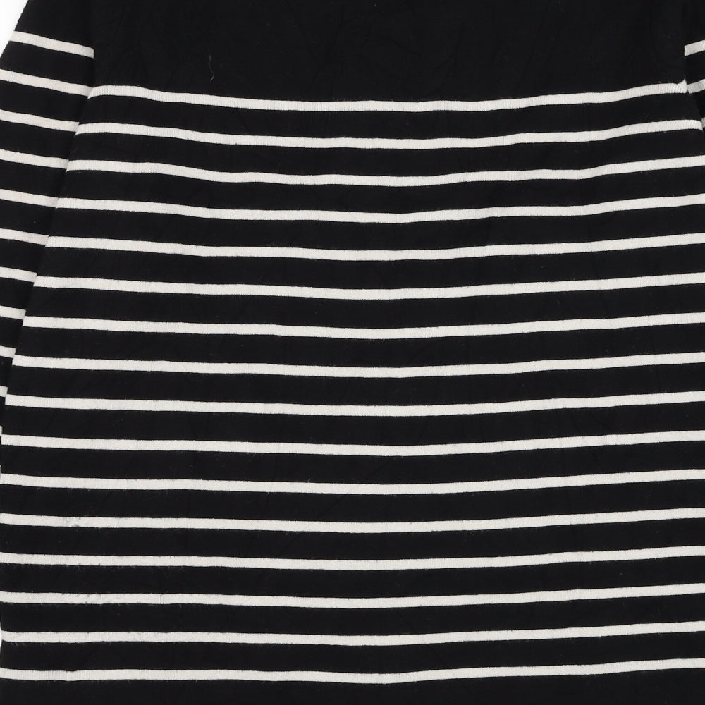 Kirkland Signature Womens Black Round Neck Striped Viscose Pullover Jumper Size L