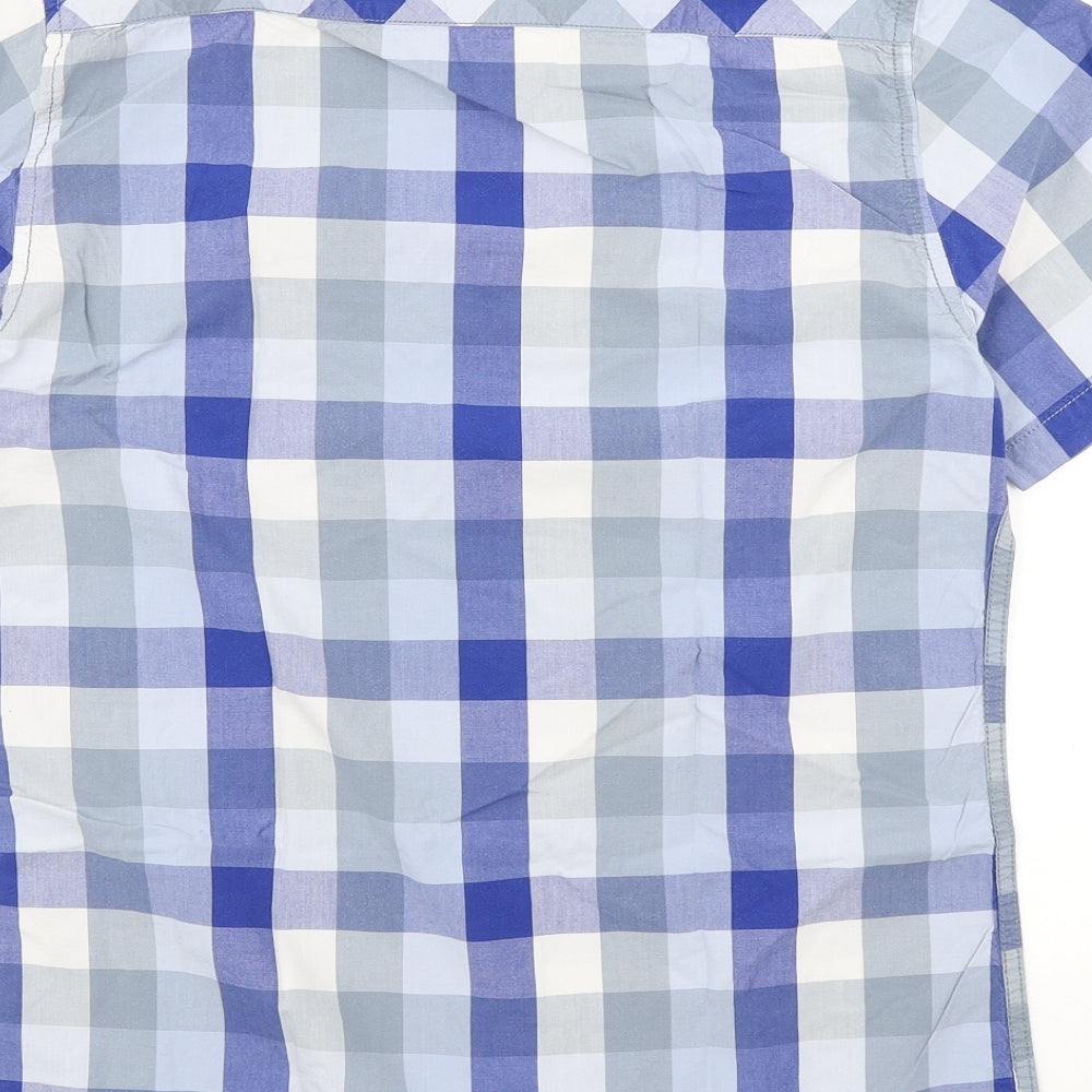 Mens UK Size S Dunnes Stores Blue Button-Up Short Sleeve Casual Shirt